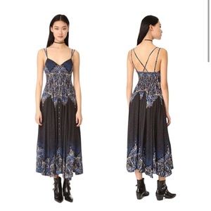 FREE PEOPLE Revolve Black Printed Button Front Sleeveless Maxi Dress XSmall